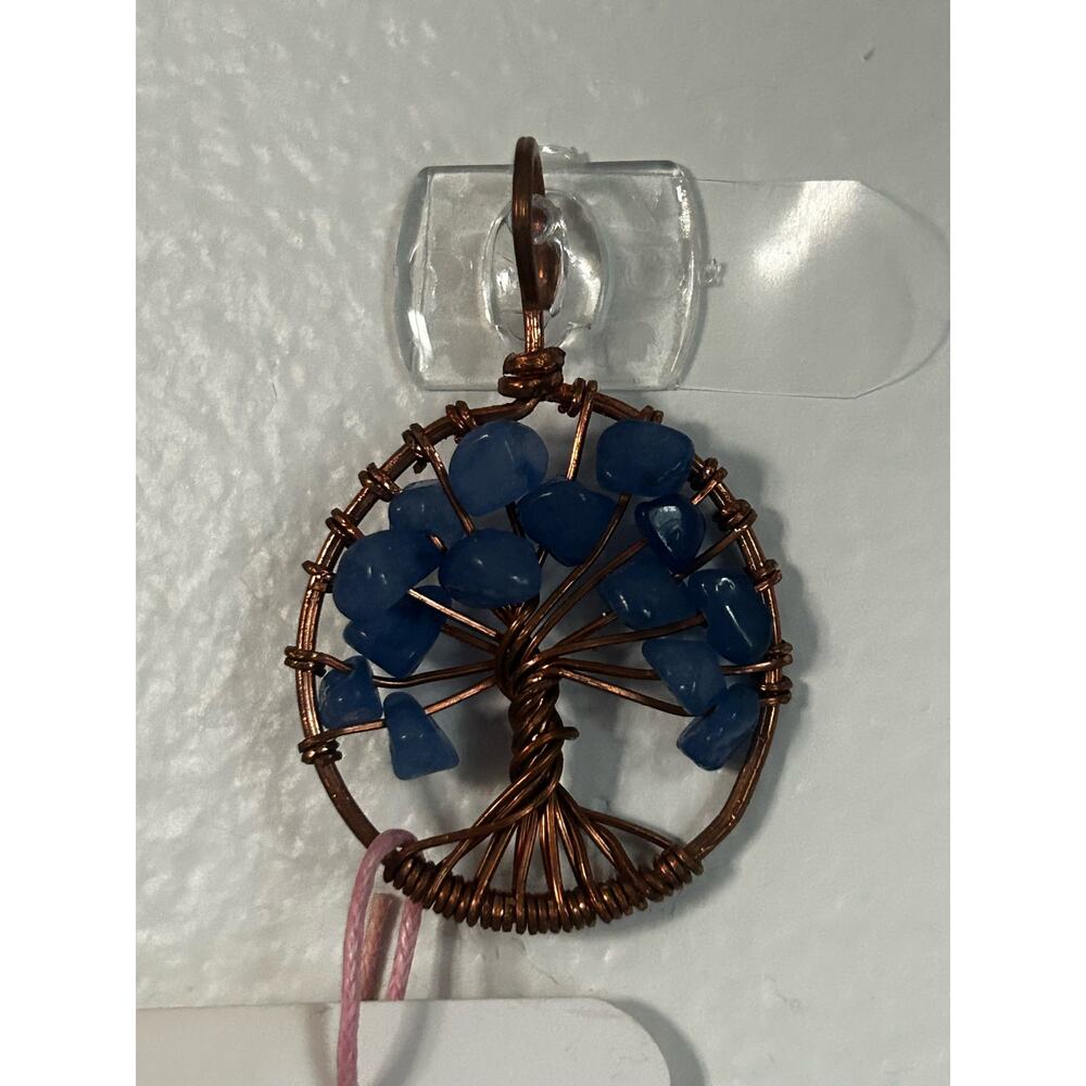 Handmade Copper and Serpentine Crystal Tree of life 3.5x2” Wall Decor